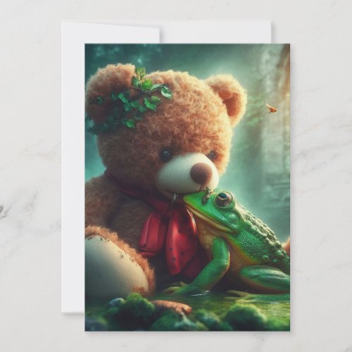 AI Teddy and Frog Holiday Card