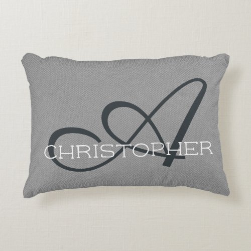 A Initial Custom Name Template Gray Black White Accent Pillow