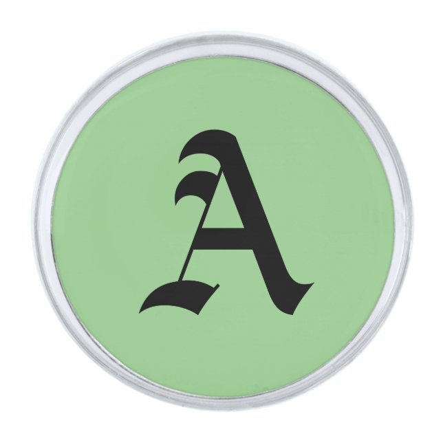 "A" Initial  Silver Finish Lapel Pin (Front)