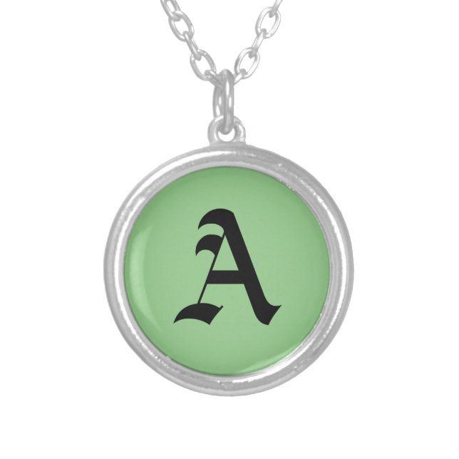 "A" Initial  Silver Plated Necklace (Front)