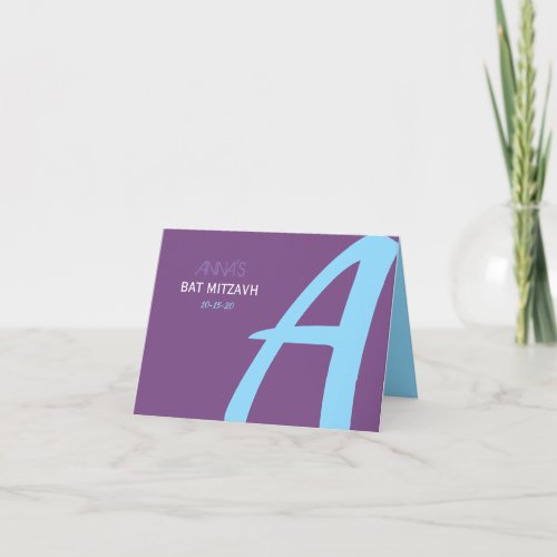 A INITIALS Bat Mitzvah Thank You Card