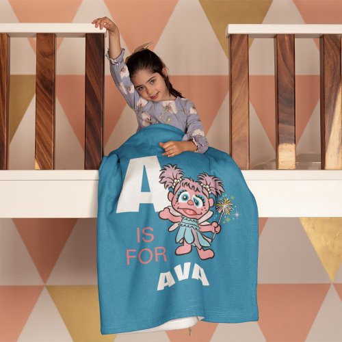 A is for Abby Cadabby  Add Your Name Fleece Blanket