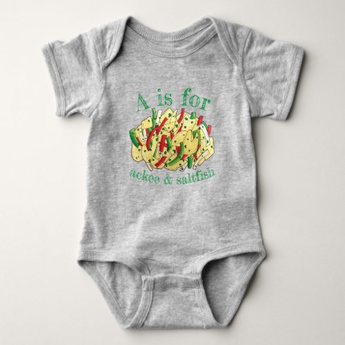 A is for Ackee and Saltfish Jamaican Food Cuisine Baby Bodysuit