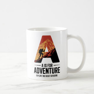 A Is for Adventure Hiking Mountain Design Coffee Mug