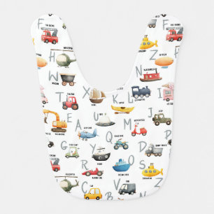 A is for Airplane B is for Bus - abc transportatio Baby Bib