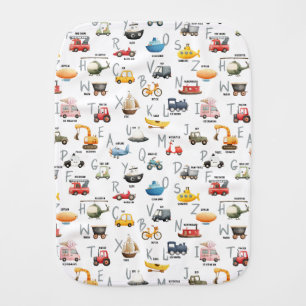 A is for Airplane B is for Bus - abc transportatio Baby Burp Cloth