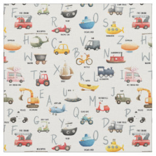 A is for Airplane B is for Bus - abc transportatio Fabric