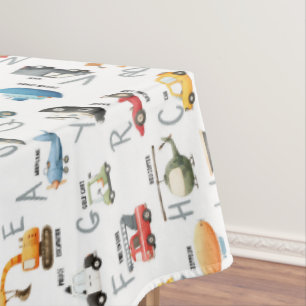 A is for Airplane B is for Bus - abc transportatio Tablecloth