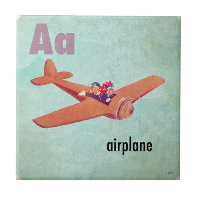 A is for Airplane Ceramic Tile (Front)