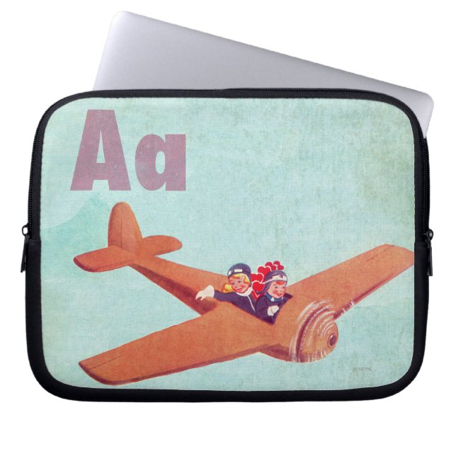 A is for Airplane Laptop Sleeve (Front)