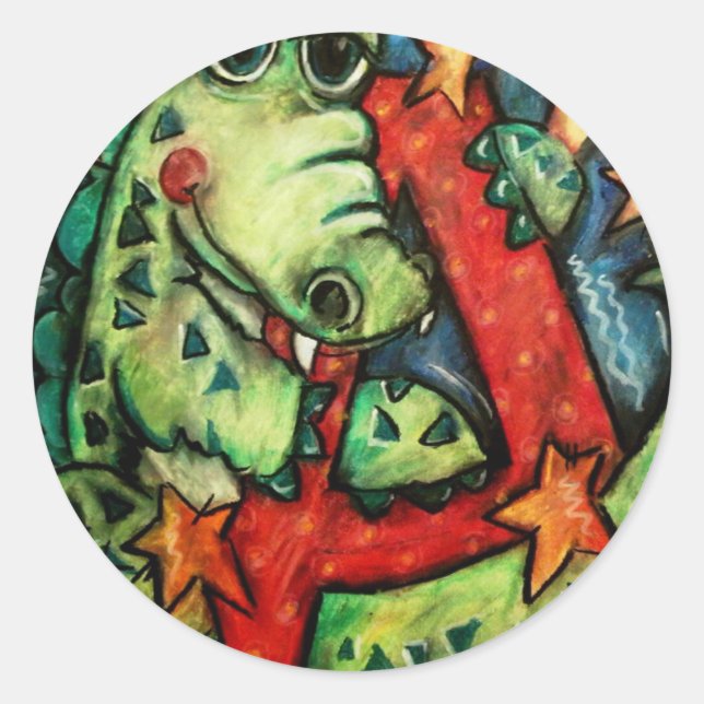 A is for Alligator Classic Round Sticker (Front)