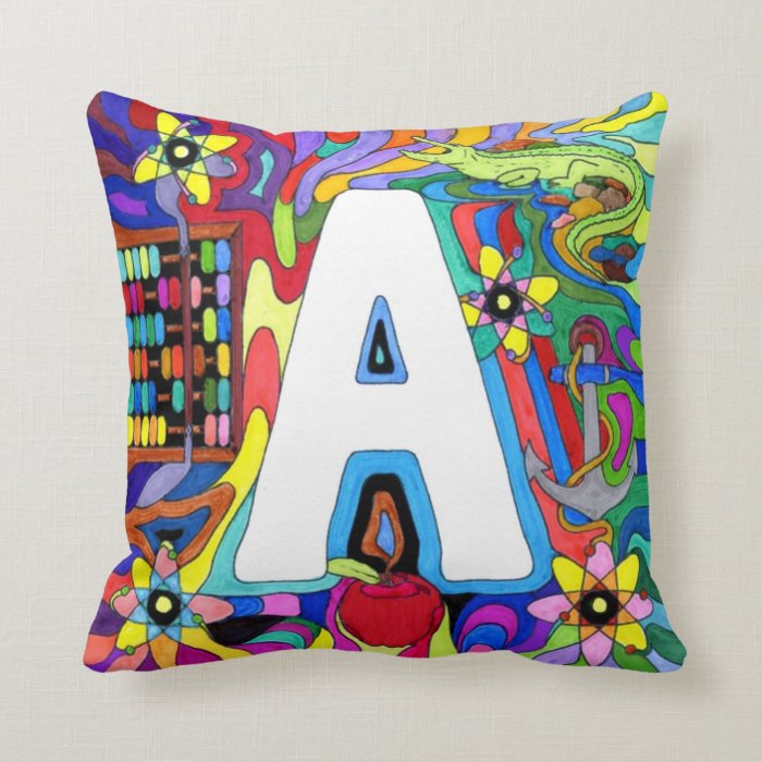 A is for Alphabet and Atoms Throw Pillow