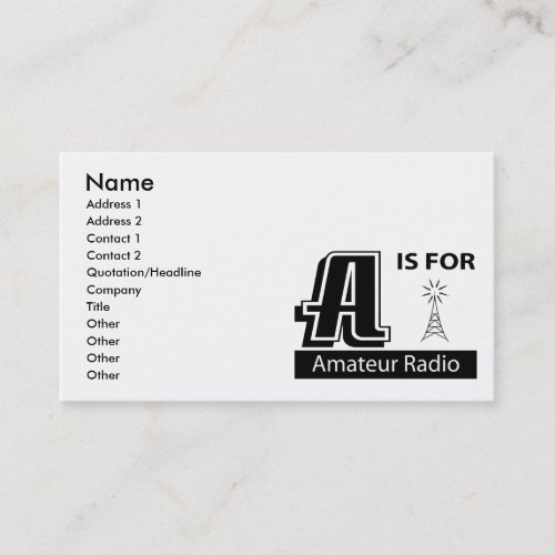 A Is For Amateur Radio Business Card Templates