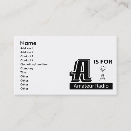 Customizable A Is For Amateur Radio Business Card Templates