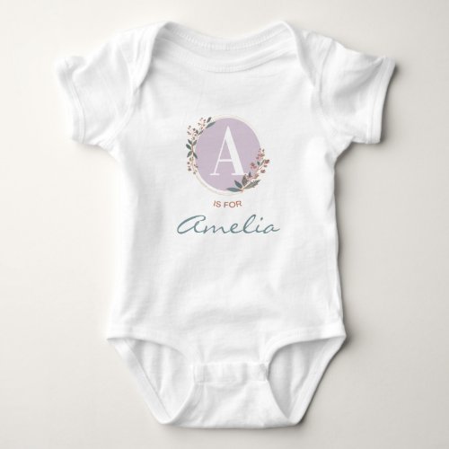 A is for Amelia or Custom Name Baby Girl A Name  Baby Bodysuit