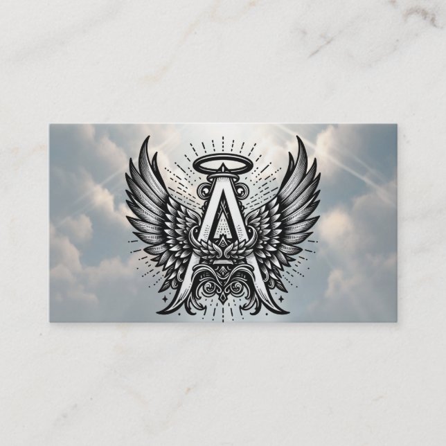 A is For Angel Alphabet Letter Initial Business Card (Front)