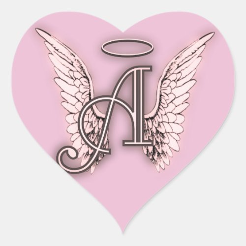 A is for Angels Pink Heart Heart Sticker