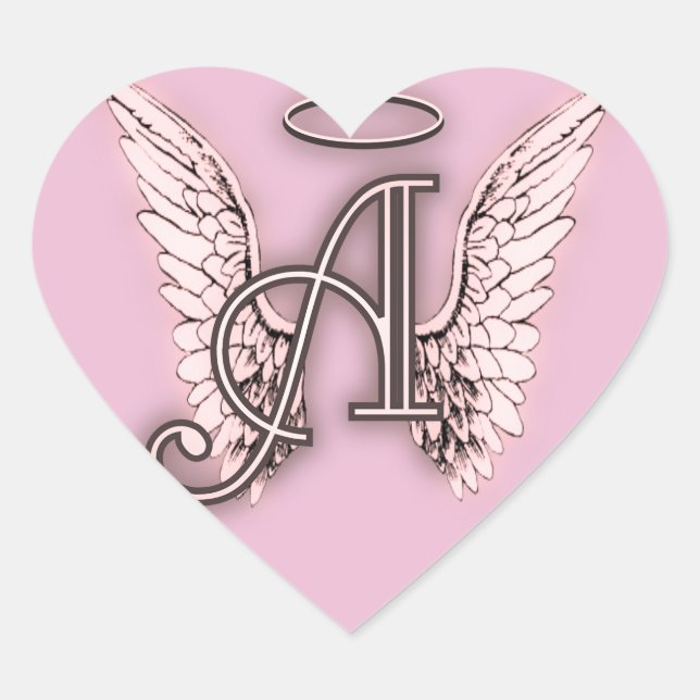 A is for Angels Pink Heart Sticker (Front)