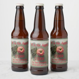A is for Apple Cider home bottled Beverage Labels