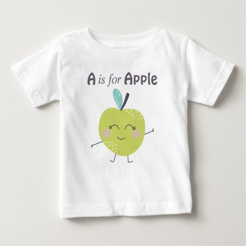 A is for Apple Cute illustration Alphabet Letter Baby T_Shirt