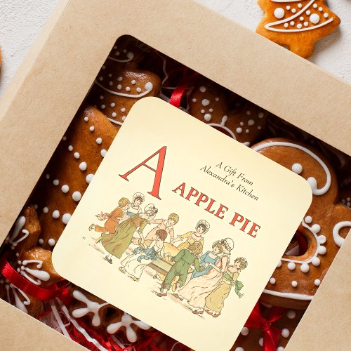 A Is For Apple Pie Vintage Restored Baking Gift Square Sticker