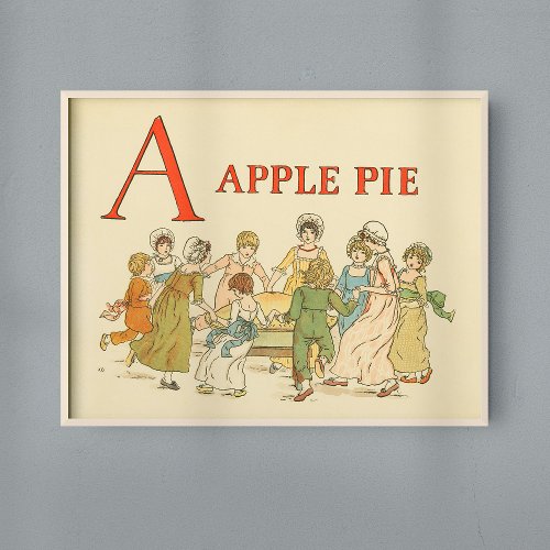 A Is For Apple Pie Vintage Restored Kids Poster