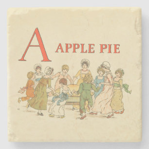 A Is For Apple Pie Vintage Restored Kitchen Stone Coaster