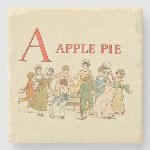 A Is For Apple Pie Vintage Restored Kitchen Stone Coaster