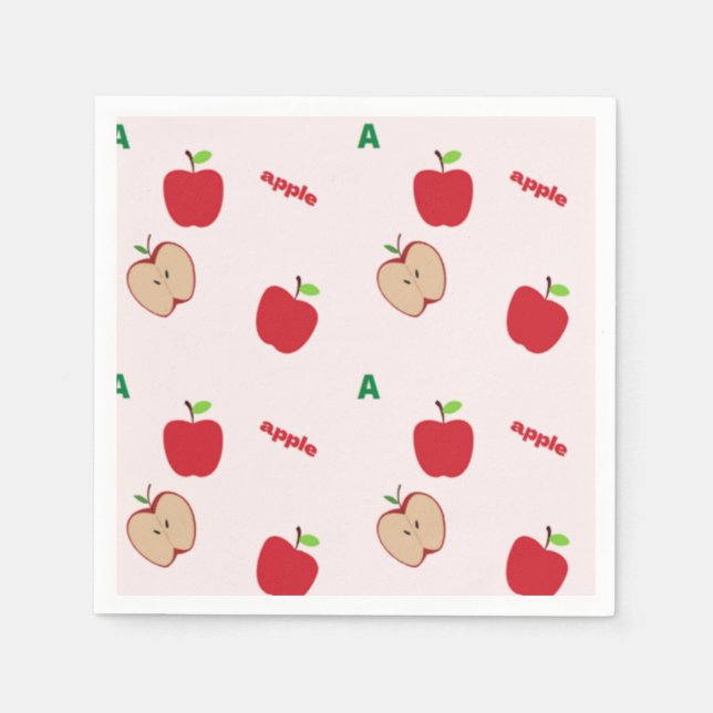 A is for apple pink napkins (Front)
