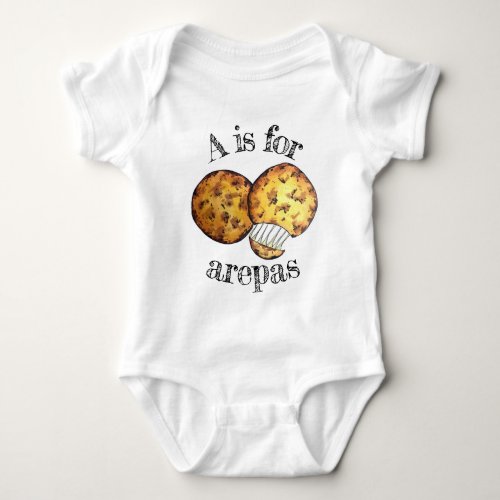 A is for Arepas South American Venezuelan Cuisine Baby Bodysuit
