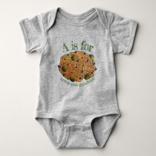 A is for Arroz con Gandules Puerto Rican Food Baby Bodysuit