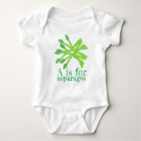 A is for ASPARAGUS Green Gardening Vegetable Baby Bodysuit