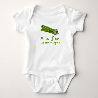 A is for ASPARAGUS Green Veggie Alphabet A Baby Bodysuit