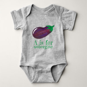 A is for Aubergine Eggplant Vegetable ABCs Baby Bodysuit