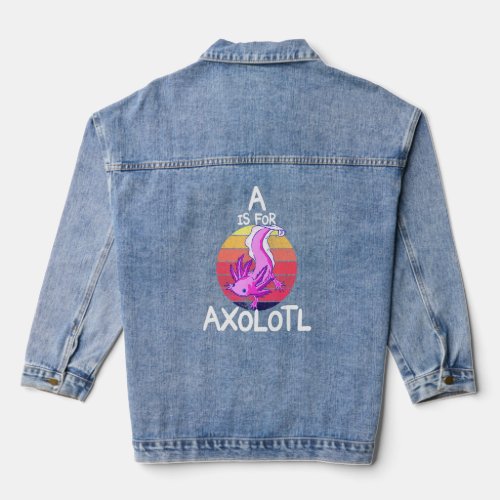 A Is For Axolotl Salamander Vintage Sunset Kids Gi Denim Jacket