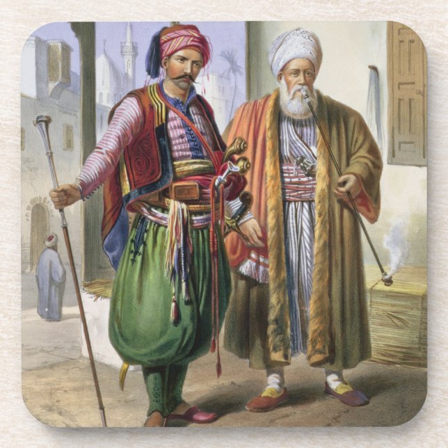 A Janissary and a Merchant in Cairo, illustration Beverage Coaster (Front)