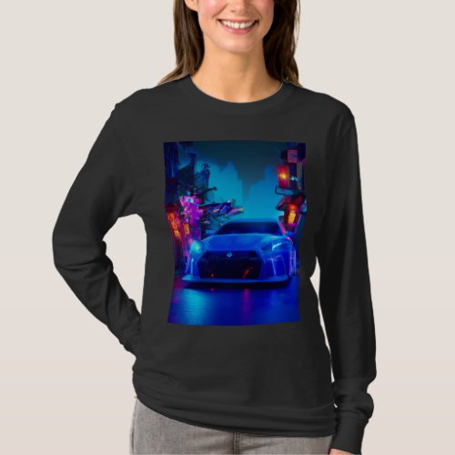 A Japanese car _ on a neon road _ A Japanese city  T_Shirt