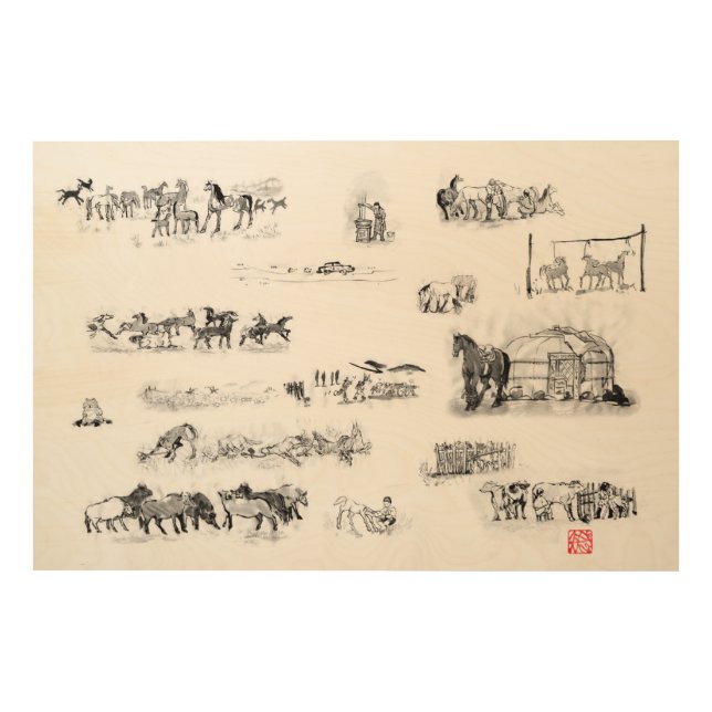 a _Japanese horse samurai art equestrian sumi (Front)