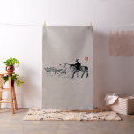 a _Japanese horse samurai art equestrian sumi Fabric