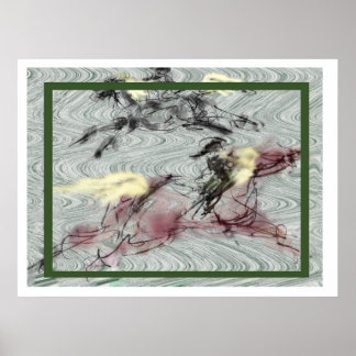 a _Japanese horse samurai art equestrian sumi Poster