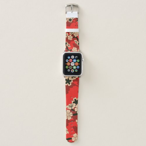 a Japanese style seamless tile with a cherry tree  Apple Watch Band