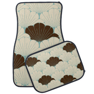 a Japanese style seamless tile with exotic foliage Car Floor Mat