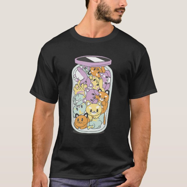 A jar of happiness Jar full of cats Cat design T-Shirt (Front)