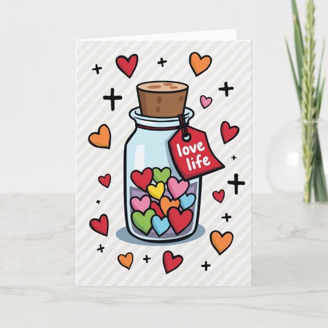 A Jar Of Hearts Love Life Card (Front)