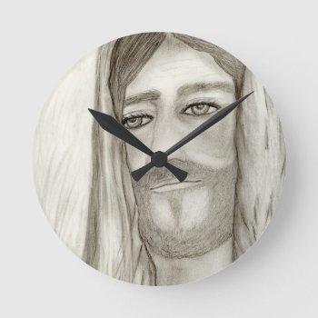 A Jesus Round Clock by BlayzeInk at Zazzle