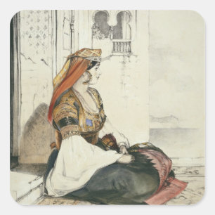 A Jewish Woman of Gibraltar, from 'Sketches of Spa Square Sticker