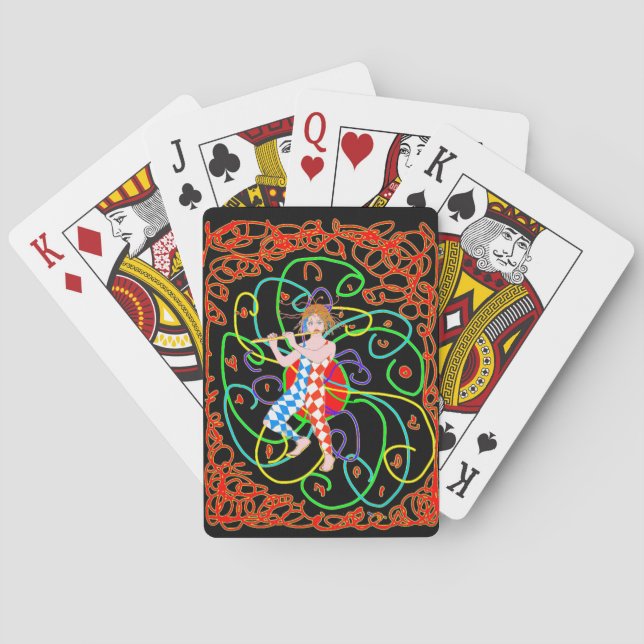 A joker playing flute poker cards (Back)