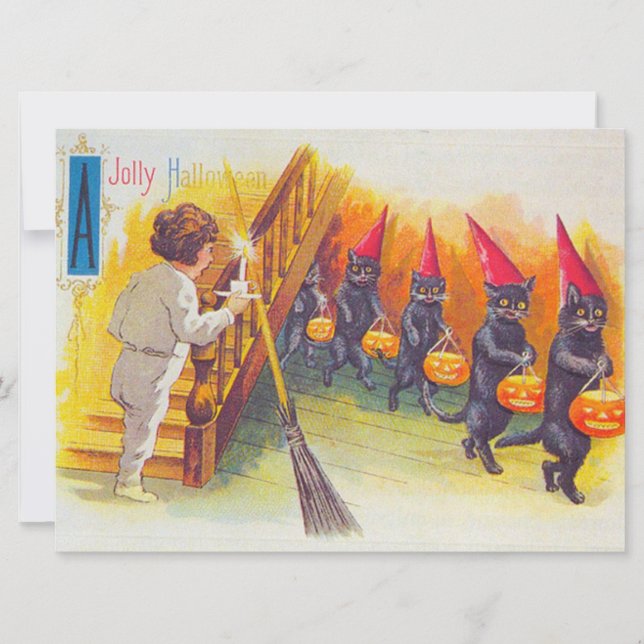 A Jolly Halloween (Black Cats) Card (Front)