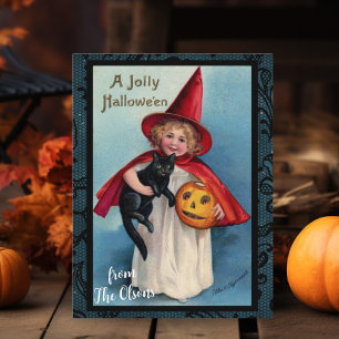 A Jolly Halloween Custom Vintage Postcard