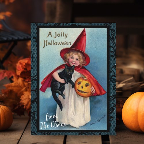 A Jolly Halloween Custom Vintage Postcard